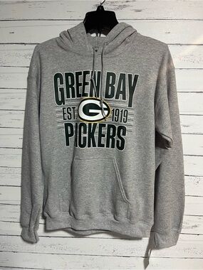 Green Bay Packers Gray Pullover Hoodie NFL Fleece Sweatshirt Men’s Small NWT
